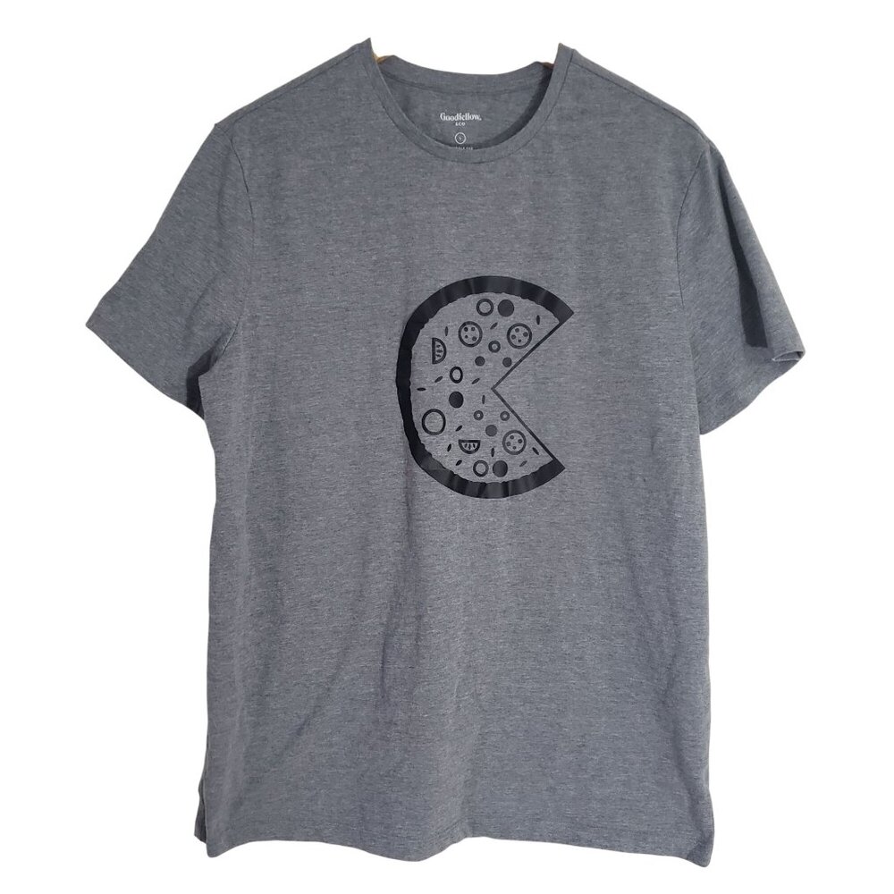 Goodfellow Lyndale Tee Gray T-Shirt With Pizza Slice Graphic Short Sleeve Size L